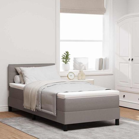 Boxspringbett mit Kopfteil Taupe 90 x 190 cm Stoff