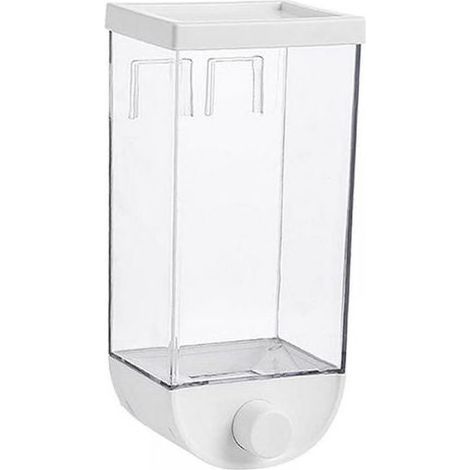 Distributeur mural pour aliments secs : récipient de rangement pour céréales, noix, haricots, bonbons, riz, flocons d'avoine, finition blanc (1/5)