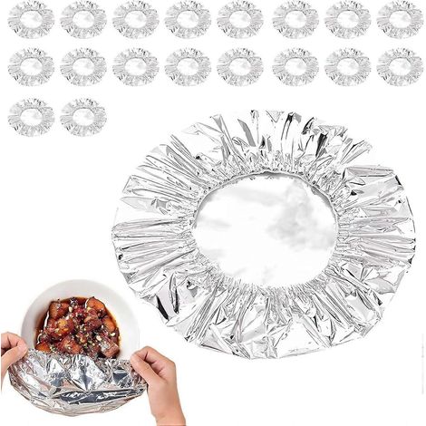 20 couvercles alimentaires aluminium isolants réutilisables extensibles, maintiennent la chaleur, adaptés à assiettes, bols et vaisselle (1/5)