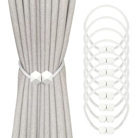 Attache Rideau Magnétique - Cordon Polyester Gris 45cm - Pour Voilage Et Occultant - Lot De 6 Pièces (1/5)