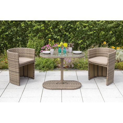 Ancona Set 3tlg 2 Sessel Tisch 100x50cm Stahl/Kunststof