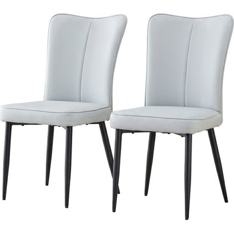 Lot de 2 Esszimmerstühle, aus PU und Metall, Hellgrau und Schwarz (1/5)