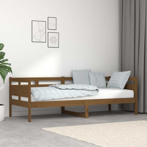 Sofá cama madera maciza de pino marrón miel 80x200 cm (1/5)