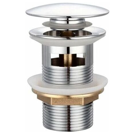Vidage universel avec trop-plein pour lavabos & meubles sous-vasques Robinet de vidage escamotable Robinet Click Clack Robinet de vidage en cuivre chrom, bouchon de lavaboargent, une pice (1/4)