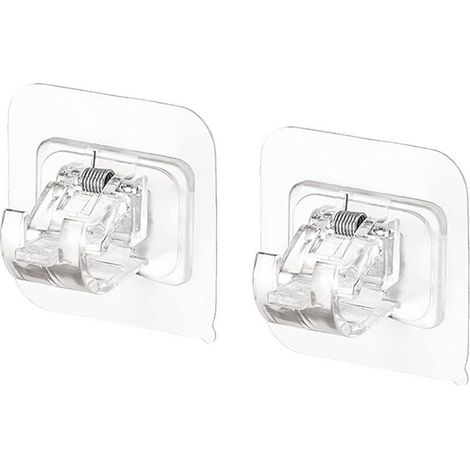 Soporte para barra de cortina, ganchos autoadhesivos para barra de cortina, soporte transparente de 4 piezas para barra de cortina, soporte para ganchos de cortina para cocina y baño. (1/4)