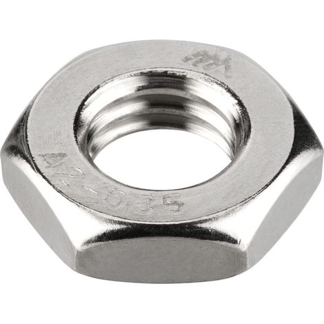 Écrous hexagonaux forme basse avec chanfrein M4 selon DIN 439 / ISO 4035 demi-écrous A2 V2A en acier inoxydable écrou plat standard M4 50 pièces (1/5)