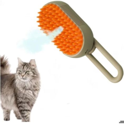 (Marron) Brosse à vapeur pour chat, brosse à vapeur pour chien et chat, peigne de massage par pulvérisation 3 en 1, brosse à vapeur (1/5)