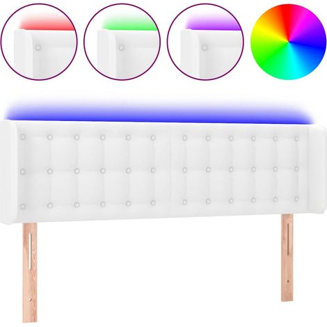 Maison Exclusive - LED Kopfteil Weiß 147x16x78/88 cm Kunstleder (1/5)