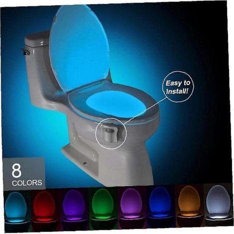 Veilleuse de toilettes avec détecteur de mouvement, éclairage LED à couleurs changeantes pour cuvette de salle de bain, installation facile (1/4)