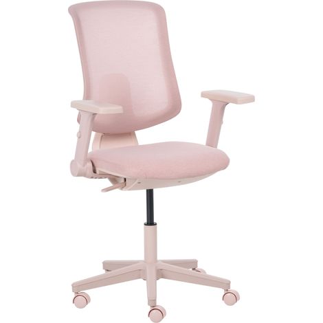 Office Chair Pink Fabric Mesh Adjustable Backrest Armrests Modern Design Home Office SERO (1/5)