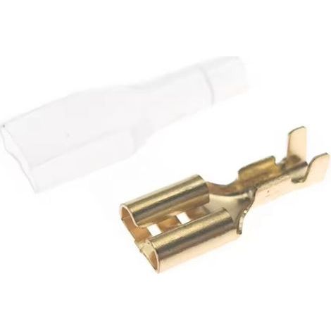 Lot de 100 cosses femelles à sertir de 6,3 mm avec gaine de fil, connecteurs enroulés en spirale, adaptées aux câbles 22-16 AWG de 0,5 mm² à 1,5 mm². (1/5)