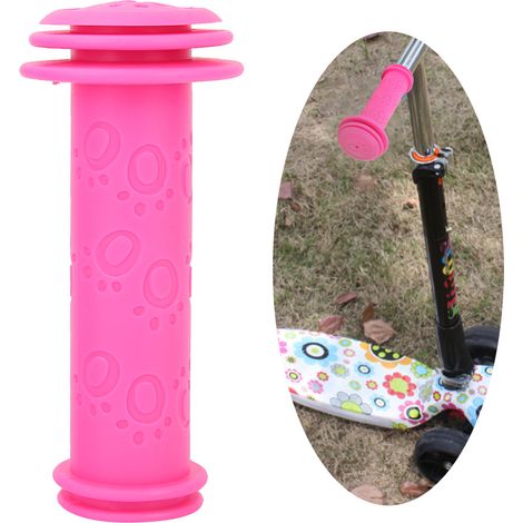 Poignées de vélo antidérapantes pour enfants en rose vif - Compatibles trottinette