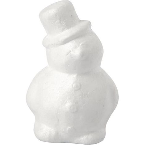 Bonhomme de neige - 17 cm - Polystyrène - Chapeau - Boutons en forme de carotte