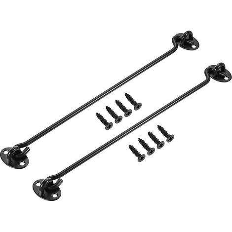 2 pcs 12" Kabinenhaken Öse Riegel Tortür Schwenkfensterhaken 201 Edelstahl mit Schrauben Schwarz (1/5)