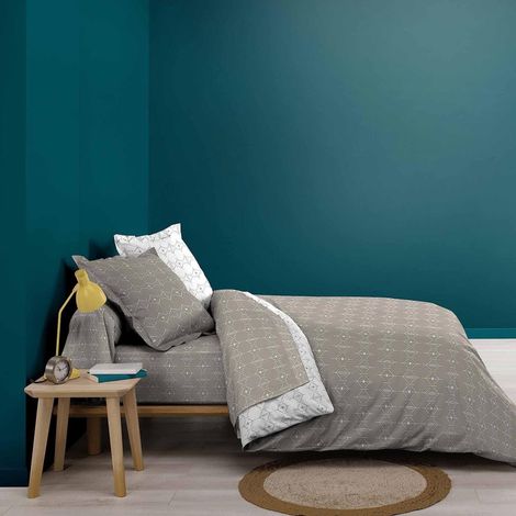 Housse de couette réversible 240 x 220 cm Aristide Gris/Blanc (1/4)