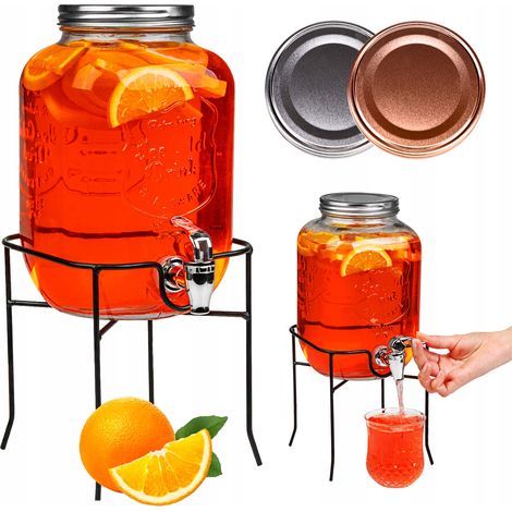 Barattolo con rubinetto da 4 litri, barattolo in vetro con rubinetto su supporto, dispenser per caraffa