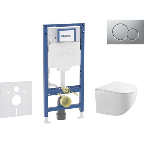 Geberit Duofix - Conjunto de módulo de instalación empotrada, inodoro Gaia y asiento softclose, pulsador de descarga Sigma01, cromo lacado mate SANI11CA1129B (1/5)