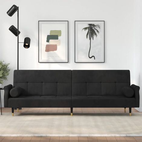Canapé convertible,Canapé-lit,Clic Clac avec coussins noir velours -Q9620 (1/5)