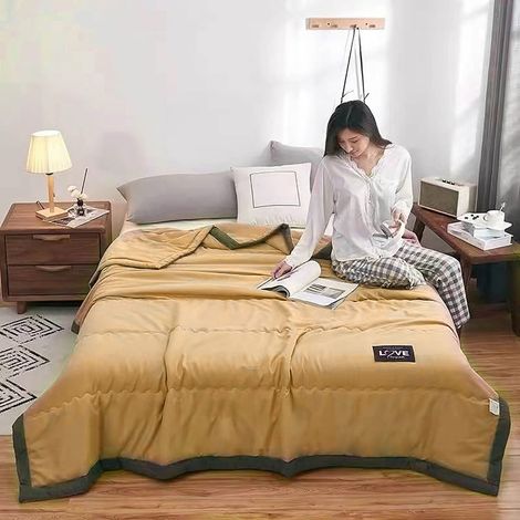 Couette Rafraîchissante - 98 % Coton 2 % Élasthanne - Pour Sommeil Chaud Et Transpiration Nocturne - Taille Double - 1 Pièce (1/5)