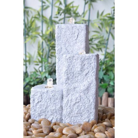 Heissner Gartenbrunnen Neptun LED grau (1/2)