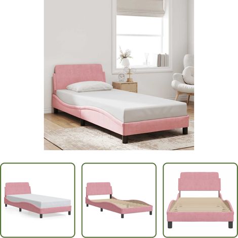 Kopfteil -  Bettgestell mit Kopfteil "Dover" Rosa 90x190 cm Samt (1/5)