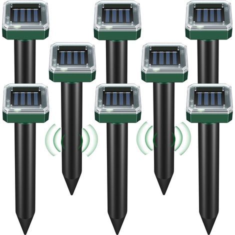 Repellente per topi ad energia solare, repellente per serpenti da esterno, repellente solare a ultrasuoni per prato e giardino, impermeabile, punte soniche (1/5)