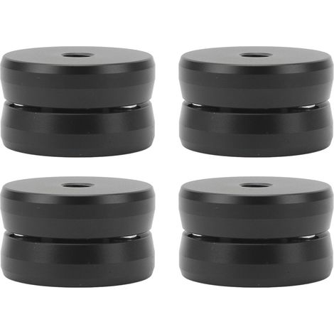 Amortisseurs anti-vibration en aluminium pour enceintes HiFi, subwoofer et ampli - Pieds d'isolation 39x24mm avec billes (IF4023B Noir)