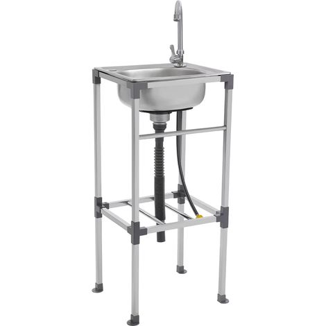 Cuisine évier inox argent – Autoportant taille S – Nettoyage aisé – Stabilité maximale – Montage simplifié