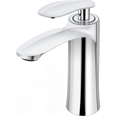 Grifo de lavabo de baño, con doble control de agua fría y caliente, con 2 mangueras (plateado) (1/5)