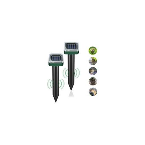 Lot de 2 répulsifs à ultrasons pour taupes, répulsifs à ultrasons pour gophéros, pelouse, jardin, cour, pour se débarrasser des gophers, souris, taupes, rats, campagnols, serpents et rongeurs H442