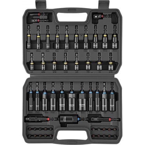 Jeu de Douilles,55 PCS,Tailles SAE et Métriques,Coffret de Douilles Magnétiques pour Visseuse,pour Auto,Maison et Bricolage,avec Embouts de Vissage,Rallonges et Mallette de Transport (1/3)