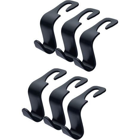 CCYKXA Pack of 6 car seat back hooks, plastic support hook - applicable headrest hook for shopping bag, food bag, handbag back seat hook, storage hook. (1/4)
