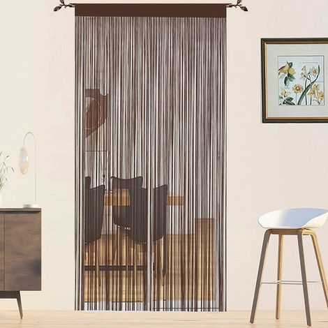 1 Rideau Fil Anti Mouches, Coupe Libre, Maille Fine, Pour Porte Extérieur Et Fenêtre, 90 x 200 cm