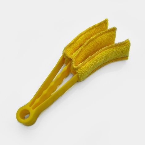 Brosse de nettoyage multi-usages pour grille d'aération de voiture - Manche en microfibre pour stores, fenêtres, claviers, draps, pare-soleil， jaune (1/5)