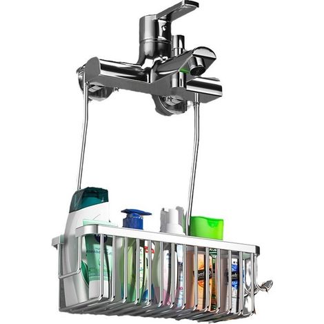 Duschablage – Silberne Hängeablage, kein Bohren erforderlich, Shampoo-Halterung, geeignet für die Dusche, 28,5 x 12 x 38,5 cm (1/5)