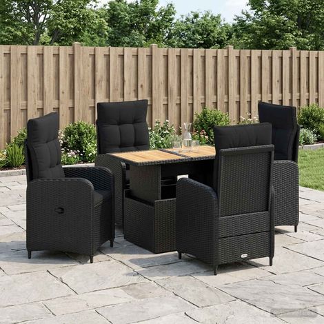 vidaXL Outdoortisch-Set 5 pcs Schwarz (1/5)