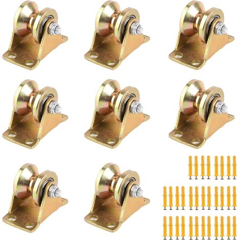 8 Pièces Poulie de levage, Poulie roue à rainure en V, Poulie de Mouflage, Poulie Simple, pour cable Poulie en acier pour cordes avec vis de montage, capacité de charge 100 kg/pièce (1/5)