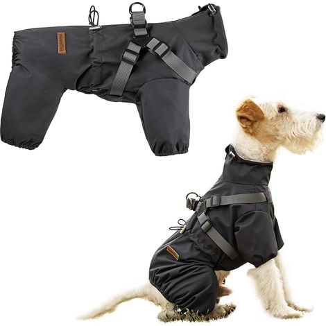 Imperméables Chiens Harnais Chiens Petite Moyenne Taille Veste Pluie Chien Réglable Manteau Pluie Chien Réfléchissant 4 Jambes Gris M (1/5)
