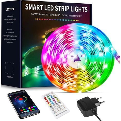 Ruban Led 10M, Bande Led 300 RGB, Led Ruban Lumineuse Flexible Multicolore avec Télécommande 40 Touches,Utilisé pour la décoration de maison de chambre à coucher (1x10M) (1/4)