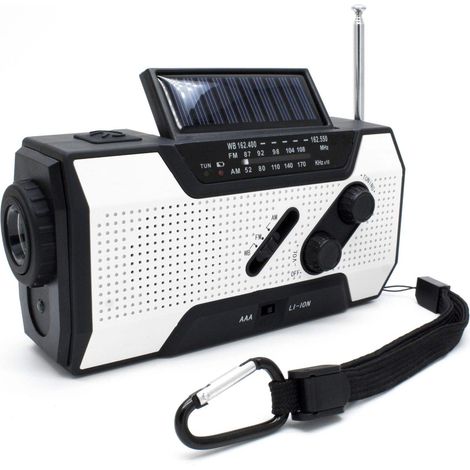 Noodradio con batteria incl. power bank da 2000 mAh - Radio portatile - Radio portatile - Noodradio solare upwindbaar-wit (1/2)