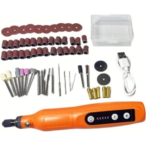Mini-Akku-Rotationswerkzeug 3,7V - 5 Geschwindigkeiten und USB-Aufladung - Kit mit 63 Zubehörteilen - Multifunktions-Rotationswerkzeug zum Schleifen, Polieren, Bohren, Gravieren, Abbeizen - Ideal für (1/5)