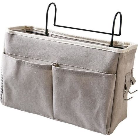 Sac de Rangement Suspendu en Coton et Lin pour Lit Superposé - Organiseur de Poche Grande Capacité (1/4)