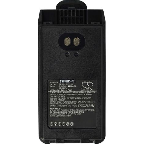 vhbw Battery Replacement for Icom BP-280LI, BP-279, BP-280 for Radio, Walkie-Talkie (2250mAh, 7.4 V, Li-ion) + Belt Clip (1/4)