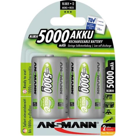 ANSMANN NiMH-Mono-Akku maxE, 5000 mAh, 2 Stück