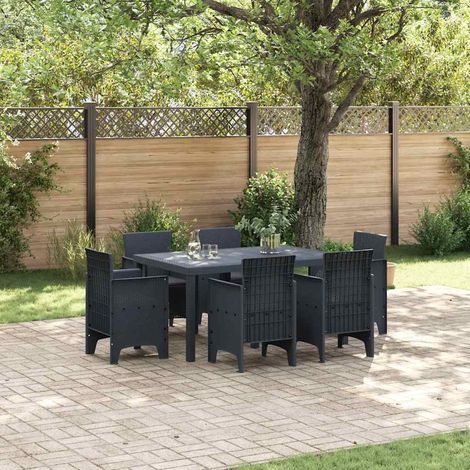 Set da Pranzo per Giardino 7 pz Antracite Rattan Polt vidaXL (1/5)
