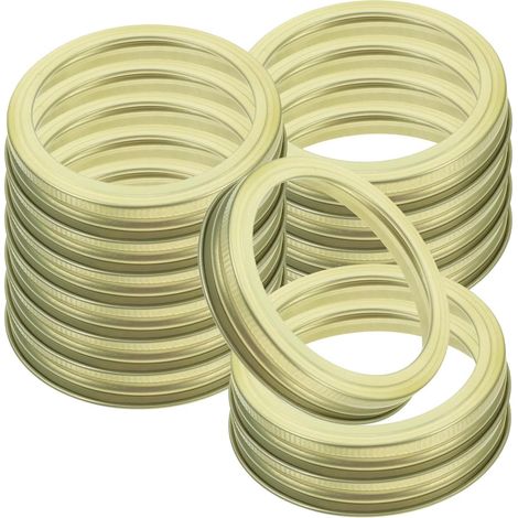 Lot de 20 bagues de serrage dorées en fer-blanc pour couvercles de bocaux à large ouverture (86 mm de diamètre), joints fendus pour la conservation des aliments et la mise en conserve maison. (1/5)