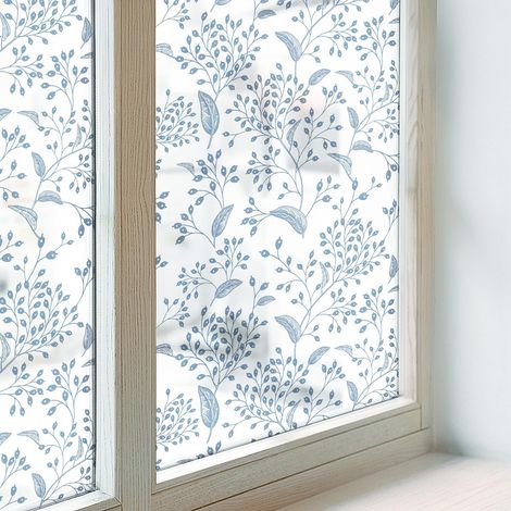 Film Dépoli pour Vitre 50x116 cm Vitrail Collés sur le Verre Protection PVC pour Chambre Cuisine Salle de Bain Adhésif Décoratif Motif végétal (1/5)
