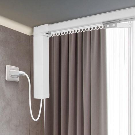 Rail pour rideaux électriques, avec télécommande, dimensions sur mesure, adapté à un usage domestique et hôtelier (longueur du rail : 2 mètres) (1/5)