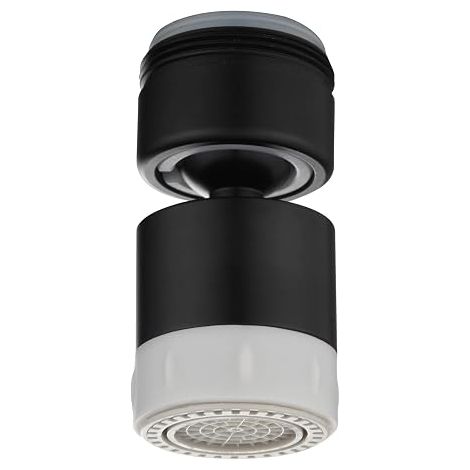 M24-Außengewinde-Luftsprudler für Wasserhähne, zwei Durchflussstufen, 360°-Schwenkkopf, Silikonspitze, schwarz (1/5)