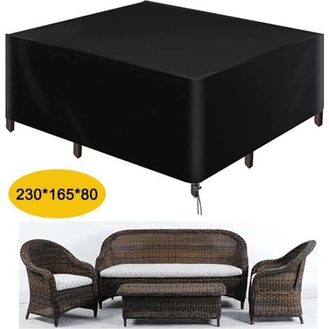 Housse Salon de Jardin , WOVTE 420D Oxford Tissu Housse Table de Jardin Protection pour Tous Les Temps ,Noir,23016580 (1/4)